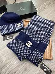 Chanel Knit Hat & Scarf Set Blue - 2