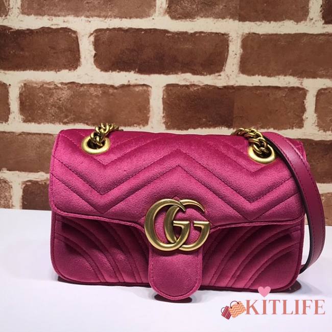 Gucci Marmont Velvet Rose Red – 446744 – 23x14x6cm - 1