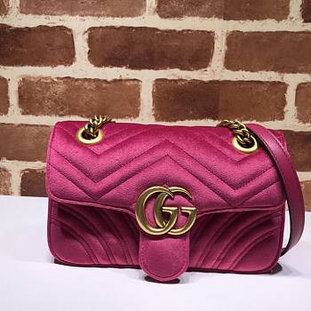 Gucci Marmont Velvet Rose Red – 446744 – 23x14x6cm