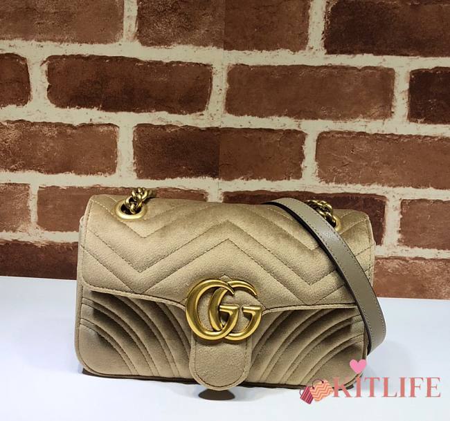 Gucci Marmont Velvet Taupe – 446744 – 23x14x6cm - 1