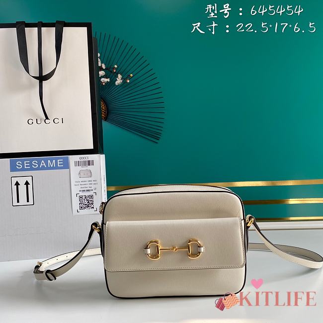 Gucci Horsebit 1955 Shoulder Bag White  – 645454 – 22.5x17x6.5cm - 1