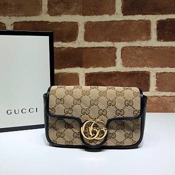 Gucci GG Marmont Beige/ebony diagonal matelassé Original GG canvas – 574969 –16.5x10.2x5.1cm