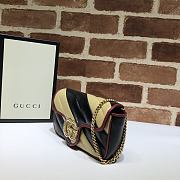 Gucci GG Marmont Black, Cream & Red Diagonal Quilted Aged Calfskin Leather – 574969 –16.5x10.2x5.1cm - 2