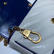 Gucci GG Marmont White/ Blue Diagonal Quilted Aged Calfskin Leather – 574969 –16.5x10.2x5.1cm - 6