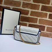 Gucci GG Marmont White/ Blue Diagonal Quilted Aged Calfskin Leather – 574969 –16.5x10.2x5.1cm - 5