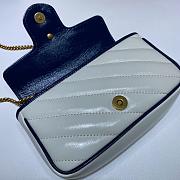 Gucci GG Marmont White/ Blue Diagonal Quilted Aged Calfskin Leather – 574969 –16.5x10.2x5.1cm - 3