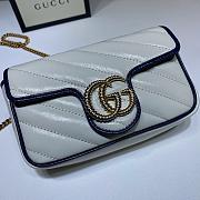 Gucci GG Marmont White/ Blue Diagonal Quilted Aged Calfskin Leather – 574969 –16.5x10.2x5.1cm - 2