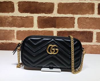 Gucci GG Marmont Mini Chain Crossbody Bag Calfskin Matelasse Black – 598596 –19x10 cm