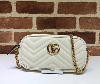 Gucci GG Marmont Mini Chain Crossbody Bag Calfskin Matelasse White – 598596 –19x10 cm