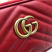 Gucci GG Marmont Mini Chain Crossbody Bag Calfskin Matelasse Red – 598596 –19x10 cm - 5
