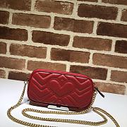Gucci GG Marmont Mini Chain Crossbody Bag Calfskin Matelasse Red – 598596 –19x10 cm - 2