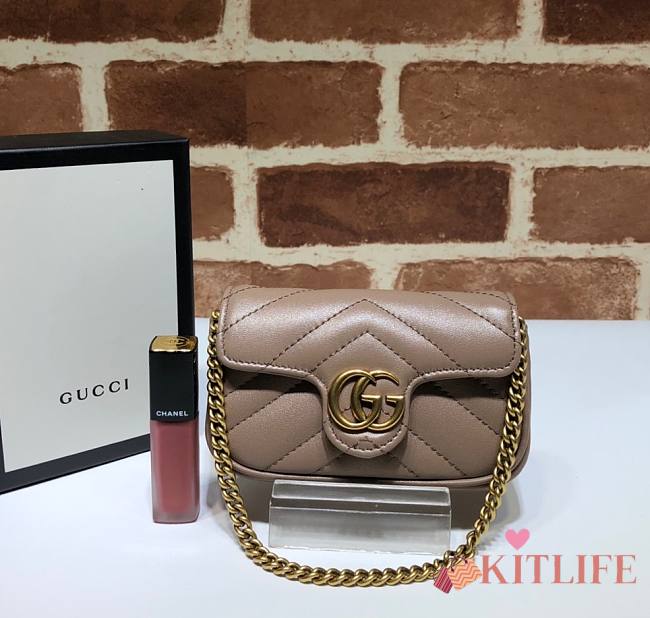 Gucci GG Marmont Mini Chain Wallet Dark Beige – 575161 –13x9x5 cm - 1
