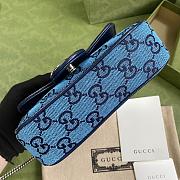 Gucci Marmont Ebony Diagonal Matelassé Original GG Canvas Blue Lanbu – 476433 – 16.5x10.2x5.1cm - 5