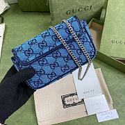 Gucci Marmont Ebony Diagonal Matelassé Original GG Canvas Blue Lanbu – 476433 – 16.5x10.2x5.1cm - 3