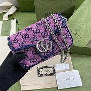 Gucci Marmont Ebony Diagonal Matelassé Original GG Canvas Pink blue – 476433 – 16.5x10.2x5.1cm - 1