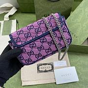 Gucci Marmont Ebony Diagonal Matelassé Original GG Canvas Pink blue – 476433 – 16.5x10.2x5.1cm - 6