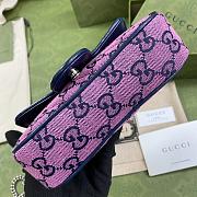 Gucci Marmont Ebony Diagonal Matelassé Original GG Canvas Pink blue – 476433 – 16.5x10.2x5.1cm - 3