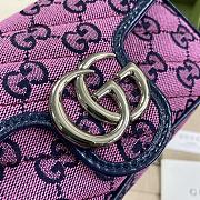 Gucci Marmont Ebony Diagonal Matelassé Original GG Canvas Pink blue – 476433 – 16.5x10.2x5.1cm - 4
