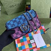 Gucci Marmont Ebony Diagonal Matelassé Original GG Canvas Pastel Patchwork – 476433 – 16.5x10.2x5.1cm - 1