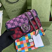 Gucci Marmont Ebony Diagonal Matelassé Original GG Canvas Red Patchwork – 476433 – 16.5x10.2x5.1cm - 1