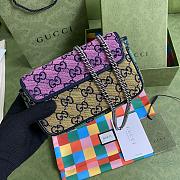 Gucci Marmont Ebony Diagonal Matelassé Original GG Canvas Red Patchwork – 476433 – 16.5x10.2x5.1cm - 4