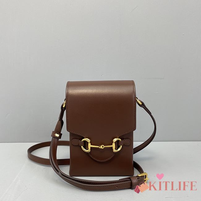Gucci GG Liberty 1955 Horsebit Mobile Phone Bag Brown– 2278 –170x11x4 cm - 1