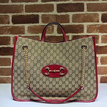 Gucci Horsebit 1955 Large Tote Bag Original GG Canvas Red– 623695 – 42x32x13 cm