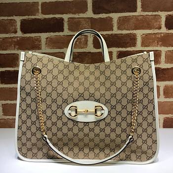 Gucci Horsebit 1955 Large Tote Bag Original GG CanvasWhite – 623695 – 42x32x13 cm