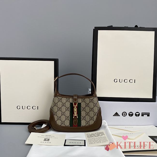 Kitlife Gucci Jackie 1961 Mini Shoulder Bag Beige/Ebony GG Supreme Canvas – 637092 – 19x13x3cm  - 1