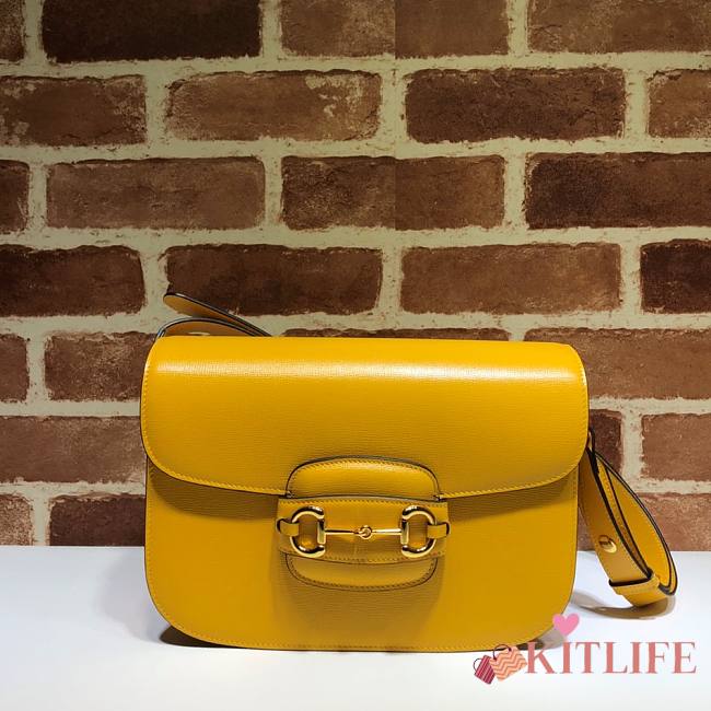 Gucci Horsebit 1955 shoulder bag yellow leather  – 602204 –25x18x8 cm - 1