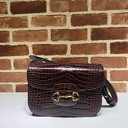 Gucci Horsebit 1955 Shoulder Bag Brown Crocodile – 602204 –25x18x8 cm - 1