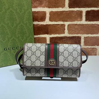 Gucci Ophidia Mini Bag Beige And Ebony GG Supreme Canvas  – 645082 – 19.5x12x3.5cm