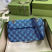 Gucci GG Marmont Multicolour Light Blue And Blue Diagonal Matelassé GG Canvas Shoulder Bag – 446744 – 22x13x6cm - 6