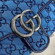 Gucci GG Marmont Multicolour Light Blue And Blue Diagonal Matelassé GG Canvas Shoulder Bag – 446744 – 22x13x6cm - 3