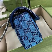 Gucci GG Marmont Multicolour Light Blue And Blue Diagonal Matelassé GG Canvas Shoulder Bag – 446744 – 22x13x6cm - 4