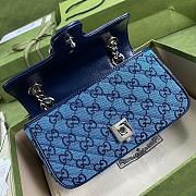 Gucci GG Marmont Multicolour Light Blue And Blue Diagonal Matelassé GG Canvas Shoulder Bag – 446744 – 22x13x6cm - 2