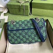 Gucci GG Marmont Multicolour Light Blue And Green Diagonal Matelassé GG Canvas Shoulder Bag – 446744 – 22x13x6cm - 6