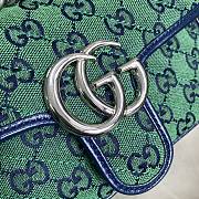 Gucci GG Marmont Multicolour Light Blue And Green Diagonal Matelassé GG Canvas Shoulder Bag – 446744 – 22x13x6cm - 3