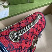 Gucci GG Marmont Multicolour Light Blue And Red Diagonal Matelassé GG Canvas Shoulder Bag – 446744 – 22x13x6cm - 5