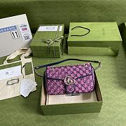 Gucci GG Marmont Multicolour Light Blue And Pink Diagonal Matelassé GG Canvas Shoulder Bag – 446744 – 26x15x7cm - 1