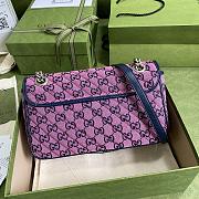 Gucci GG Marmont Multicolour Light Blue And Pink Diagonal Matelassé GG Canvas Shoulder Bag – 446744 – 26x15x7cm - 6