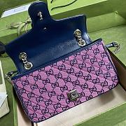 Gucci GG Marmont Multicolour Light Blue And Pink Diagonal Matelassé GG Canvas Shoulder Bag – 446744 – 26x15x7cm - 2