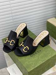 Gucci Women's slide sandal with Horsebit Black Leather - ‎655412 - 1