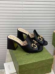 Gucci Women's slide sandal with Horsebit Black Leather - ‎655412 - 4
