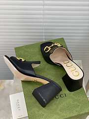 Gucci Women's slide sandal with Horsebit Black Leather - ‎655412 - 3