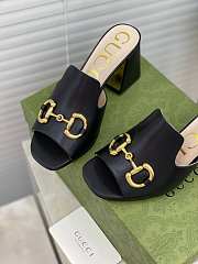 Gucci Women's slide sandal with Horsebit Black Leather - ‎655412 - 2