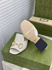 Gucci Women's slide sandal with Horsebit White Leather - ‎655412 - 6