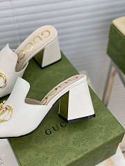 Gucci Women's slide sandal with Horsebit White Leather - ‎655412 - 3