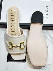 Gucci Women's slide sandal with Horsebit White Leather  - 6