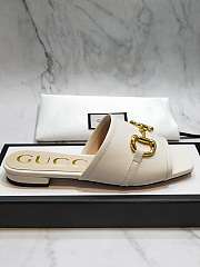 Gucci Women's slide sandal with Horsebit White Leather  - 5